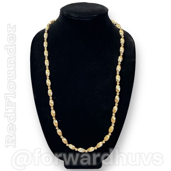 Vintage 1980s Napier Necklace | Gold Tone & Spacer Beads - Picture 1 of 9